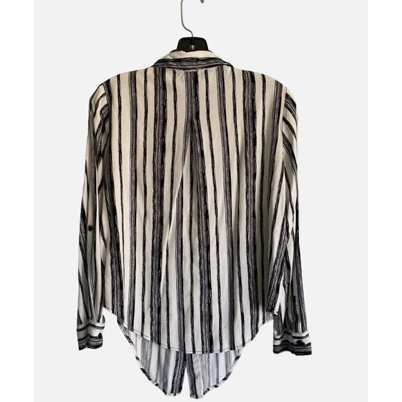 Chicos Gaucho Two Piece Jumpsuit 1.5 10 Navy Blue White Stripe Wide Leg Blouse - Picture 7 of 10